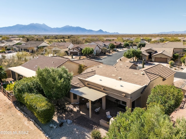 aerial view with a residential view and a mountain view