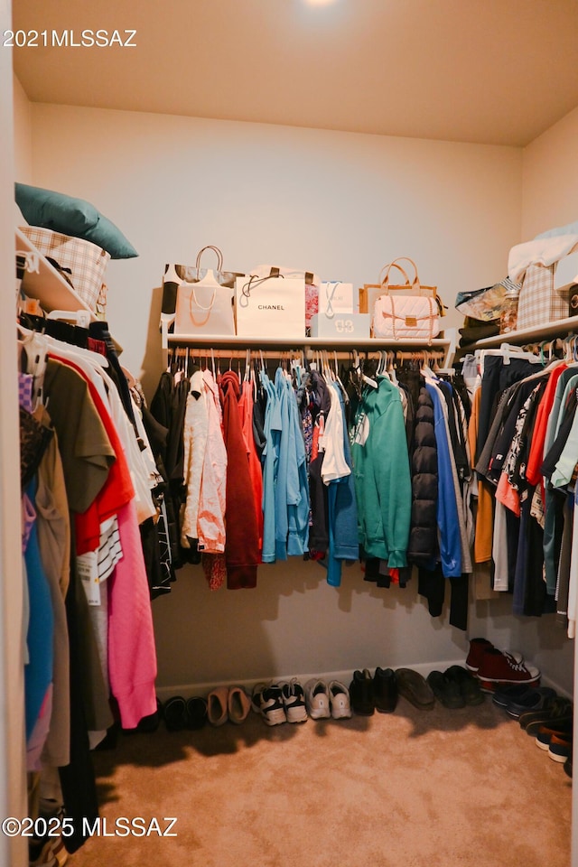 spacious closet with carpet flooring