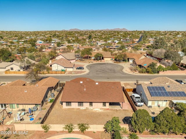 bird's eye view with a residential view and a mountain view