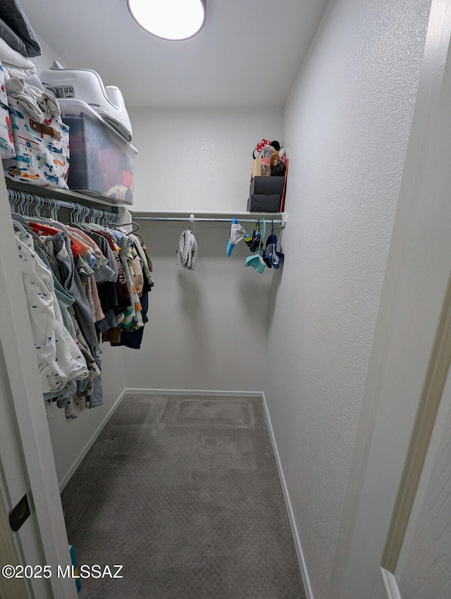 walk in closet featuring carpet