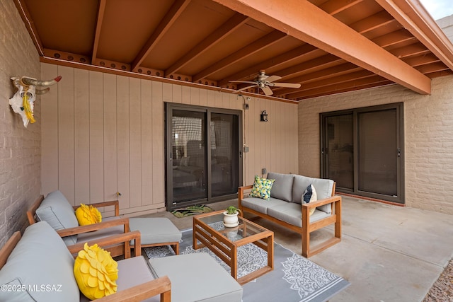 view of patio / terrace featuring an outdoor hangout area and ceiling fan