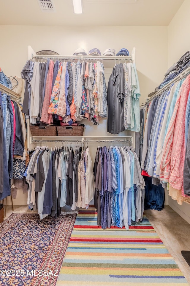 spacious closet with visible vents