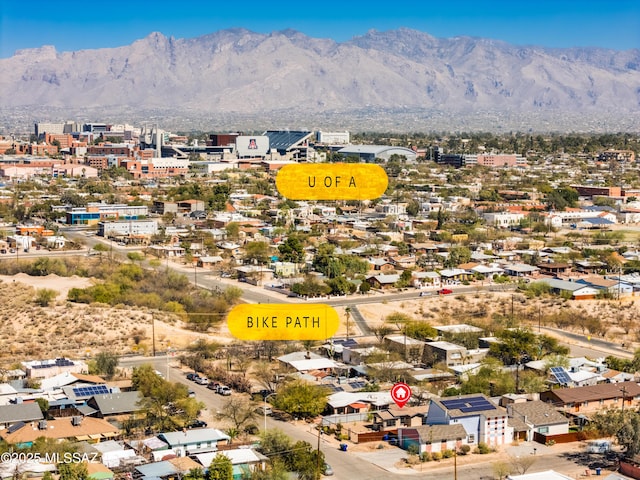 bird's eye view featuring a mountain view