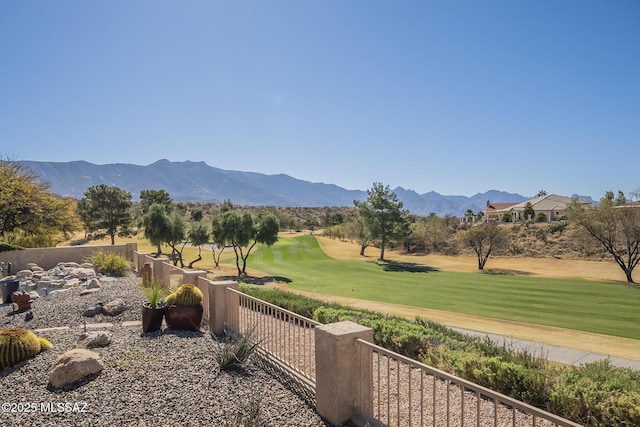 mountain view with view of golf course