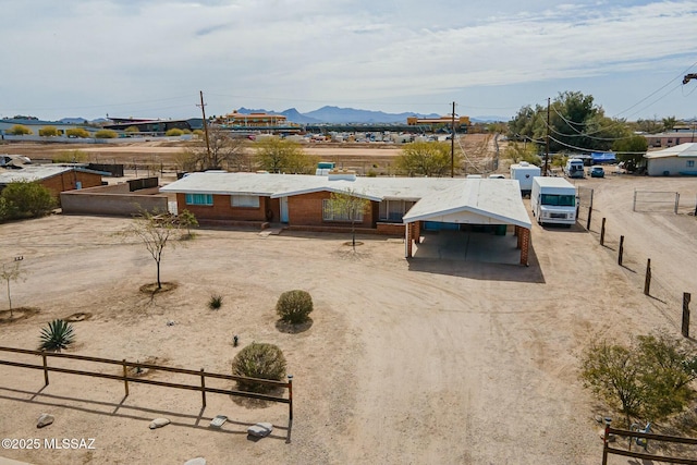 exterior space featuring a mountain view