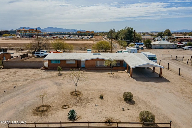 aerial view with a mountain view