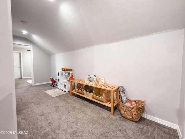 1785 Camilla Cir, Safford, AZ 85546 - recreation room with carpet flooring, baseboards, and lofted ceiling