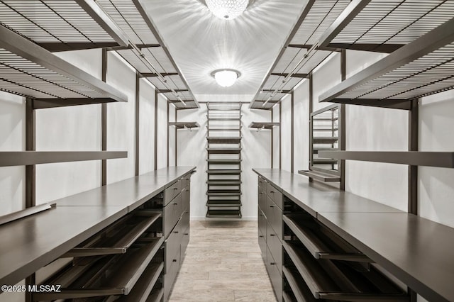 spacious closet with light wood-style floors