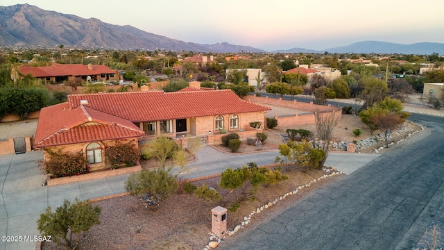 exterior space featuring a mountain view