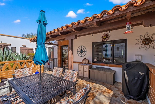 view of patio / terrace with area for grilling and outdoor dining space