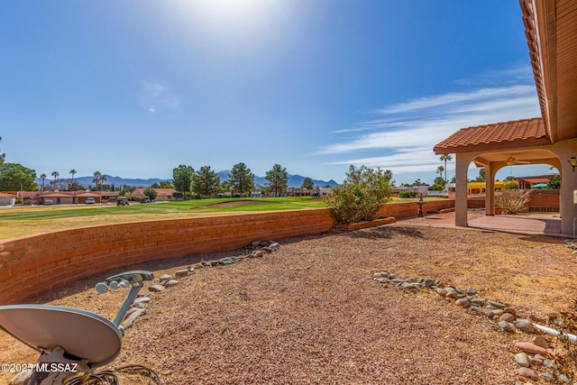 view of yard featuring a patio and fence