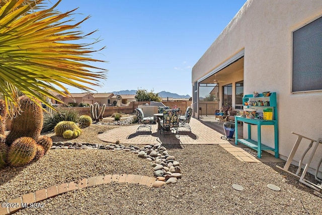 view of yard featuring a fenced backyard and a patio