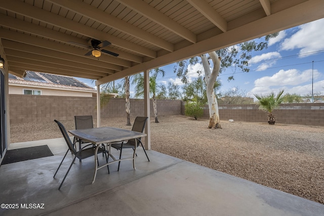 view of patio with outdoor dining area and a fenced backyard