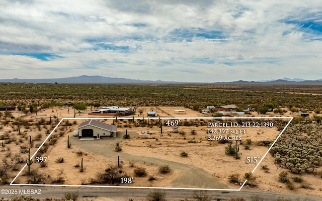 aerial view with a rural view, a desert view, and a mountain view