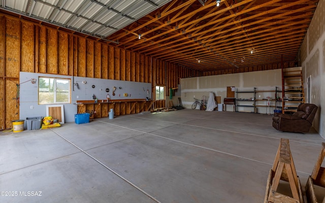 garage featuring metal wall