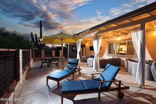 view of patio / terrace with outdoor lounge area and outdoor dining area