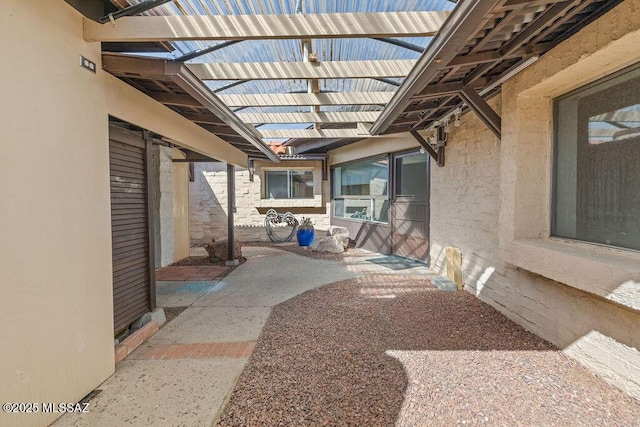 view of patio featuring a pergola