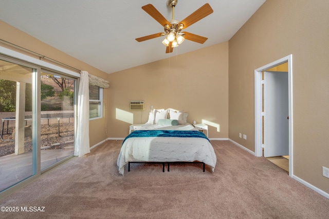 10117 E Sky Castle Way, Tucson, AZ 85730 - carpeted bedroom with baseboards, a wall unit AC, and access to outside