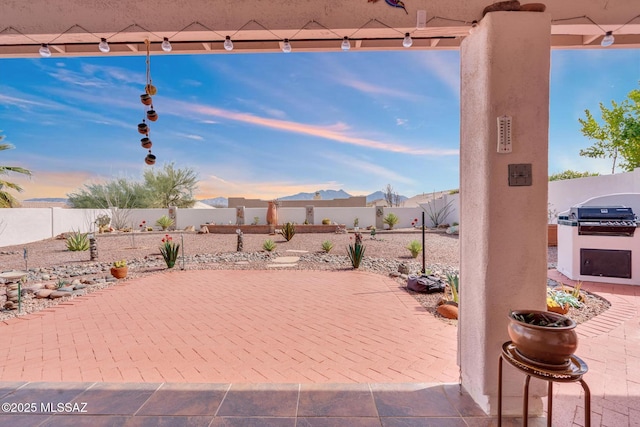 view of patio / terrace with area for grilling and a fenced backyard