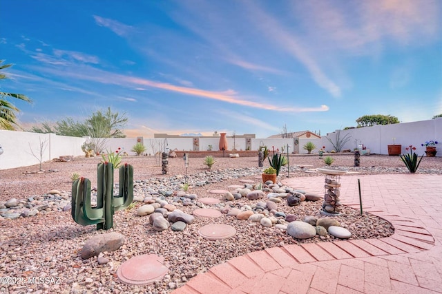 view of yard with a patio area and a fenced backyard