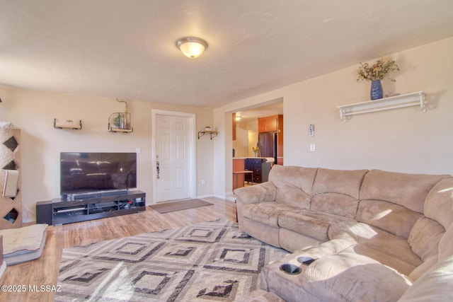 living area with wood finished floors