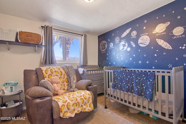 bedroom featuring carpet flooring