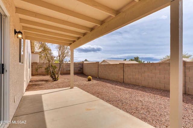 view of yard with a patio area and a fenced backyard