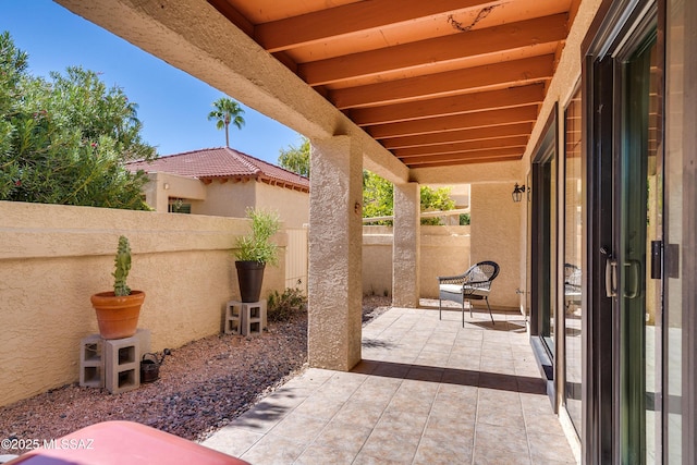view of patio with a fenced backyard