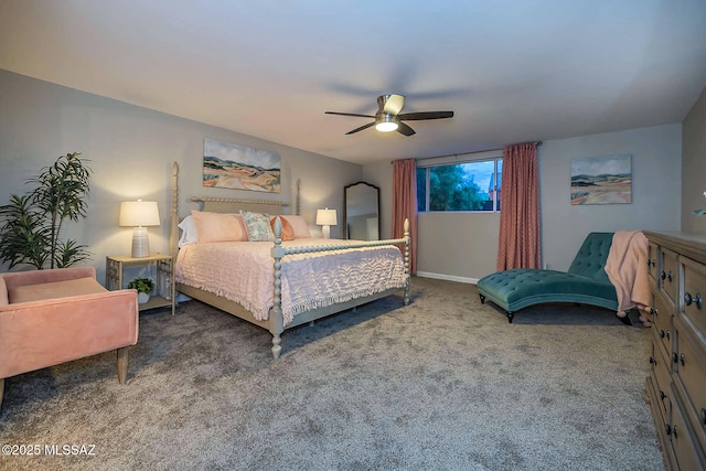 bedroom featuring a ceiling fan and carpet flooring