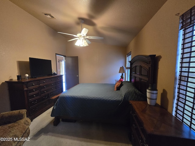 1702 E Saint Bernadine St, Tucson, AZ 85713 - bedroom featuring lofted ceiling, carpet floors, and a ceiling fan