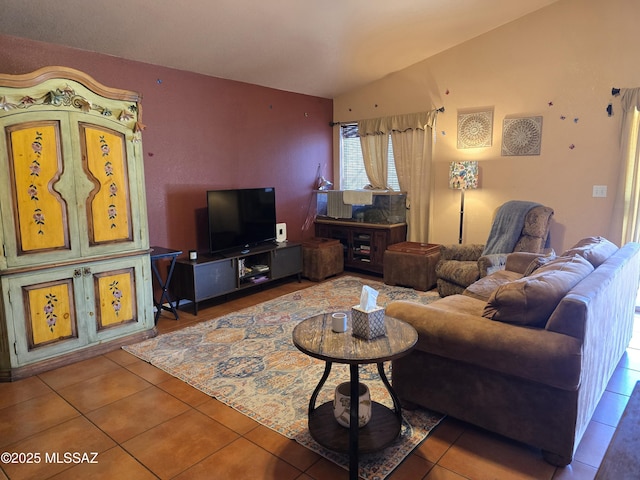 1702 E Saint Bernadine St, Tucson, AZ 85713 - tiled living room featuring lofted ceiling