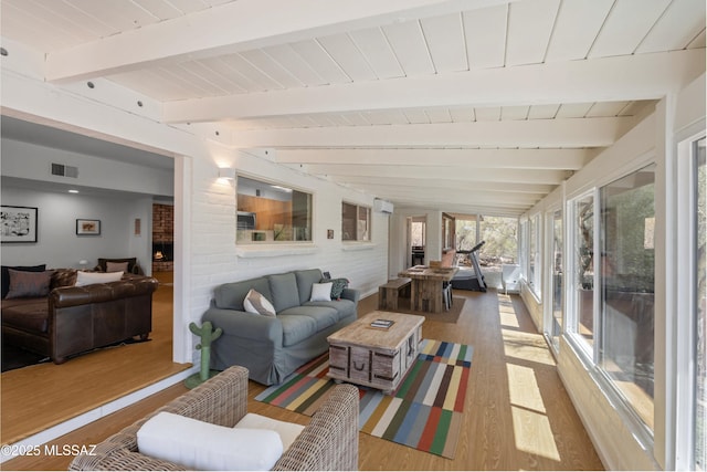 6530 N Camino De La Karina, Tucson, AZ 85718 - sunroom / solarium with wood finished floors, beam ceiling, and wood ceiling