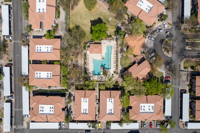 drone / aerial view with a residential view