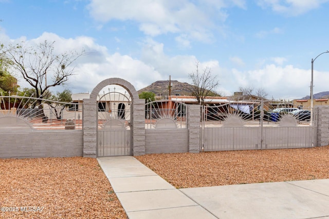 view of front facade featuring a gate and fence