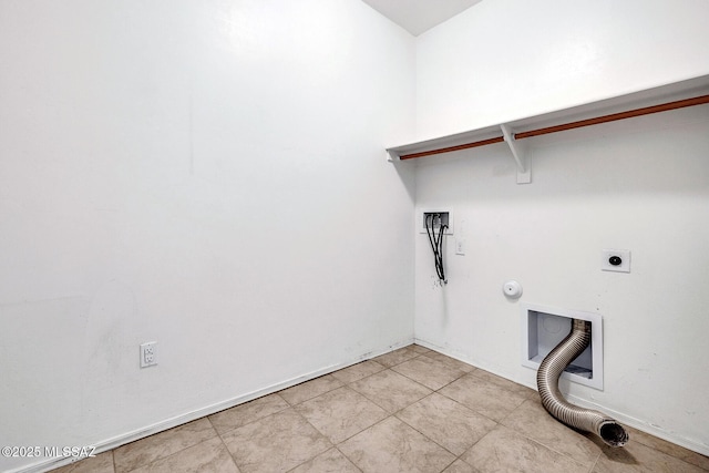 laundry room with washer hookup, light tile patterned floors, hookup for a gas dryer, electric dryer hookup, and laundry area