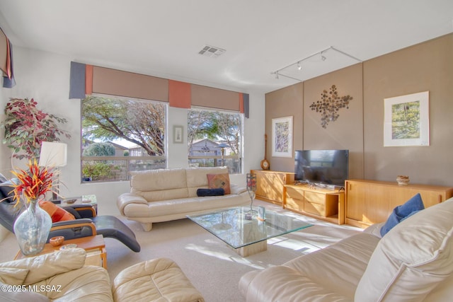 4621 S Pinnacle Peak Dr, Green Valley, AZ 85622 - living room featuring track lighting and carpet flooring