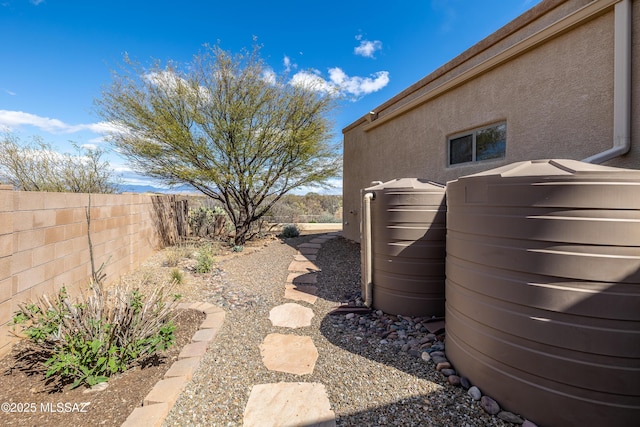 view of yard with a fenced backyard