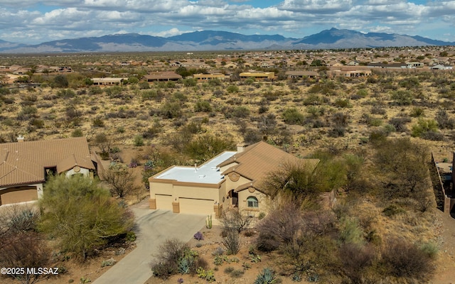 bird's eye view with a mountain view