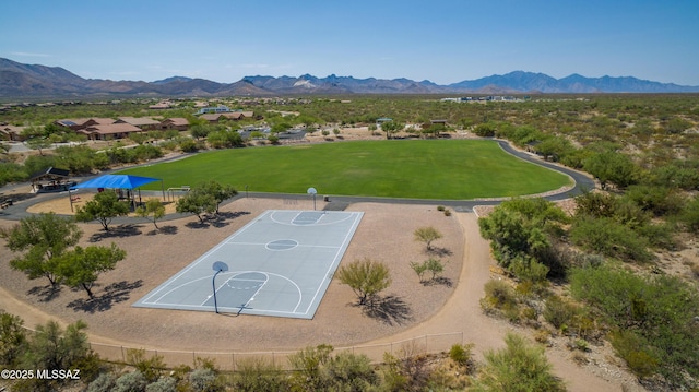 drone / aerial view with a mountain view