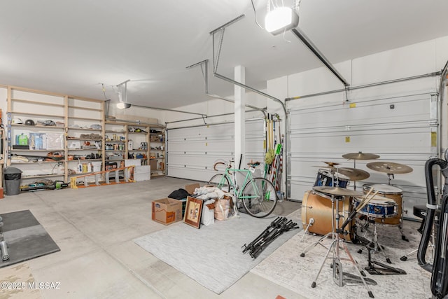 garage with a garage door opener