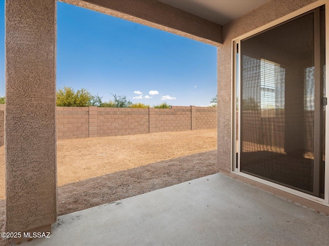 view of patio featuring a fenced backyard