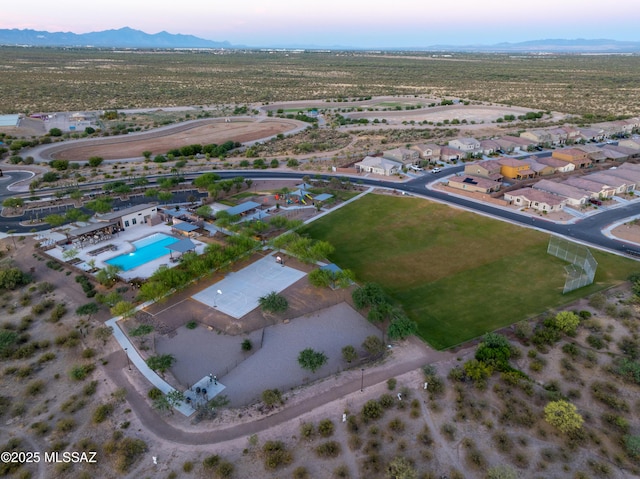 bird's eye view with a mountain view