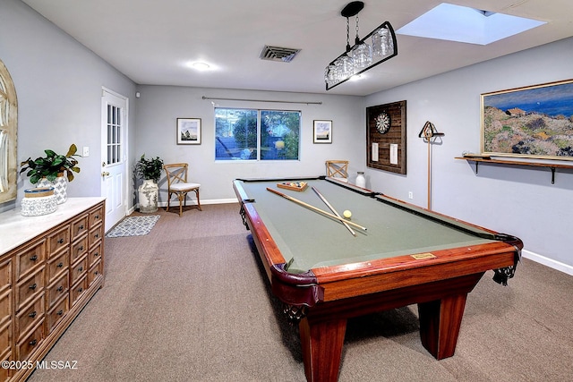 playroom featuring baseboards, visible vents, and carpet flooring