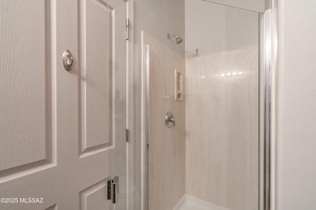 bathroom featuring a shower stall