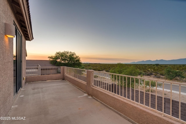 balcony featuring a mountain view