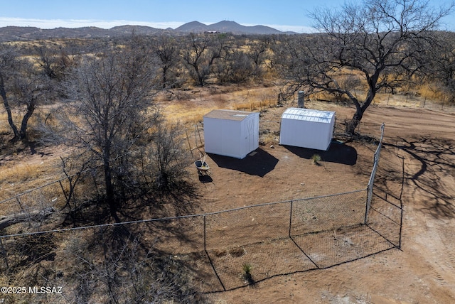 drone / aerial view with a mountain view