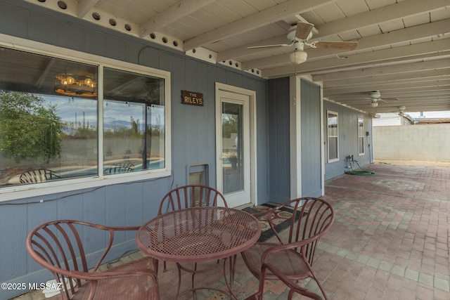 view of patio / terrace with a ceiling fan