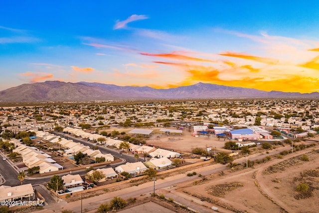 bird's eye view featuring a mountain view and a residential view