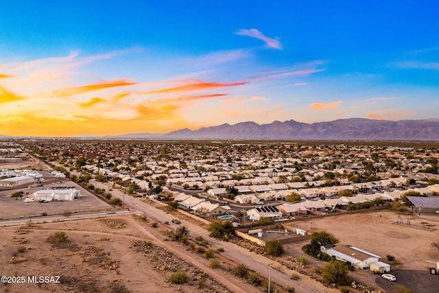 bird's eye view featuring a mountain view and a residential view