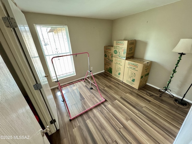 interior space featuring wood finished floors and baseboards